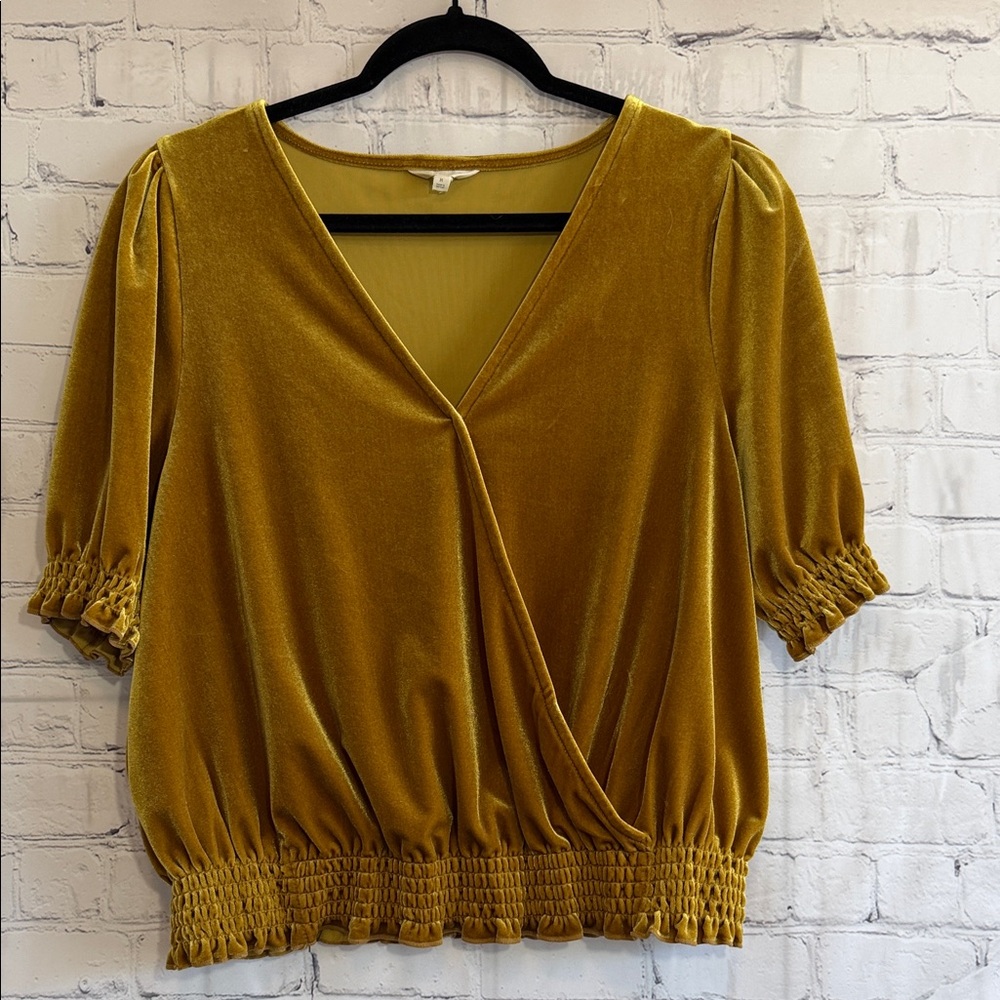Madewell Mustard Velvet Blouse Womens Size Medium